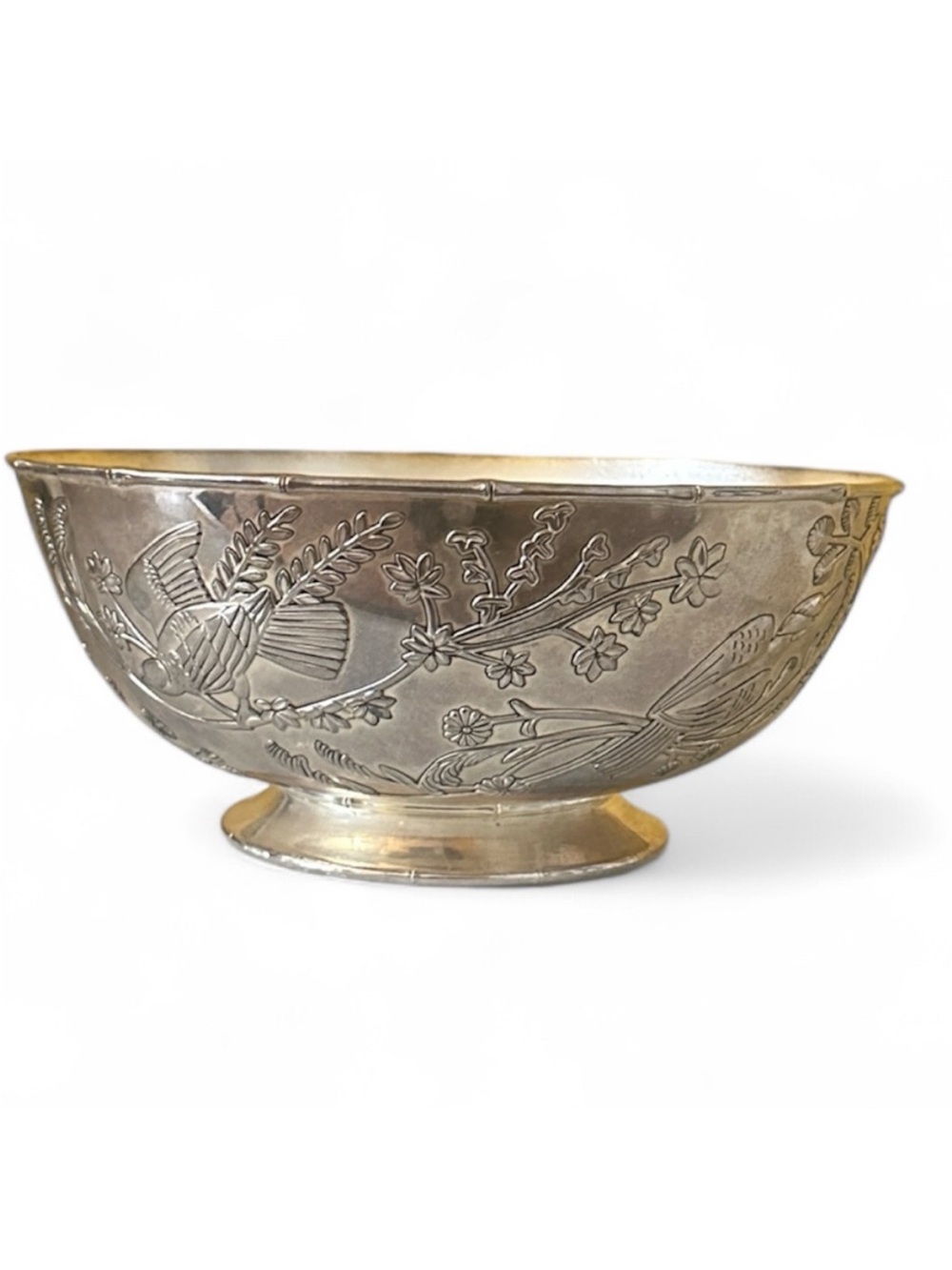 Godinger Silver Plate Decorative Large Bowl with Bird Design